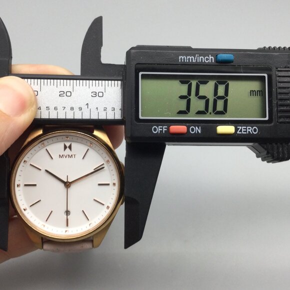 MVMT Coronada Watch Women 36mm Gold Tone Date Pink Leather Band New Battery - Picture 9 of 15